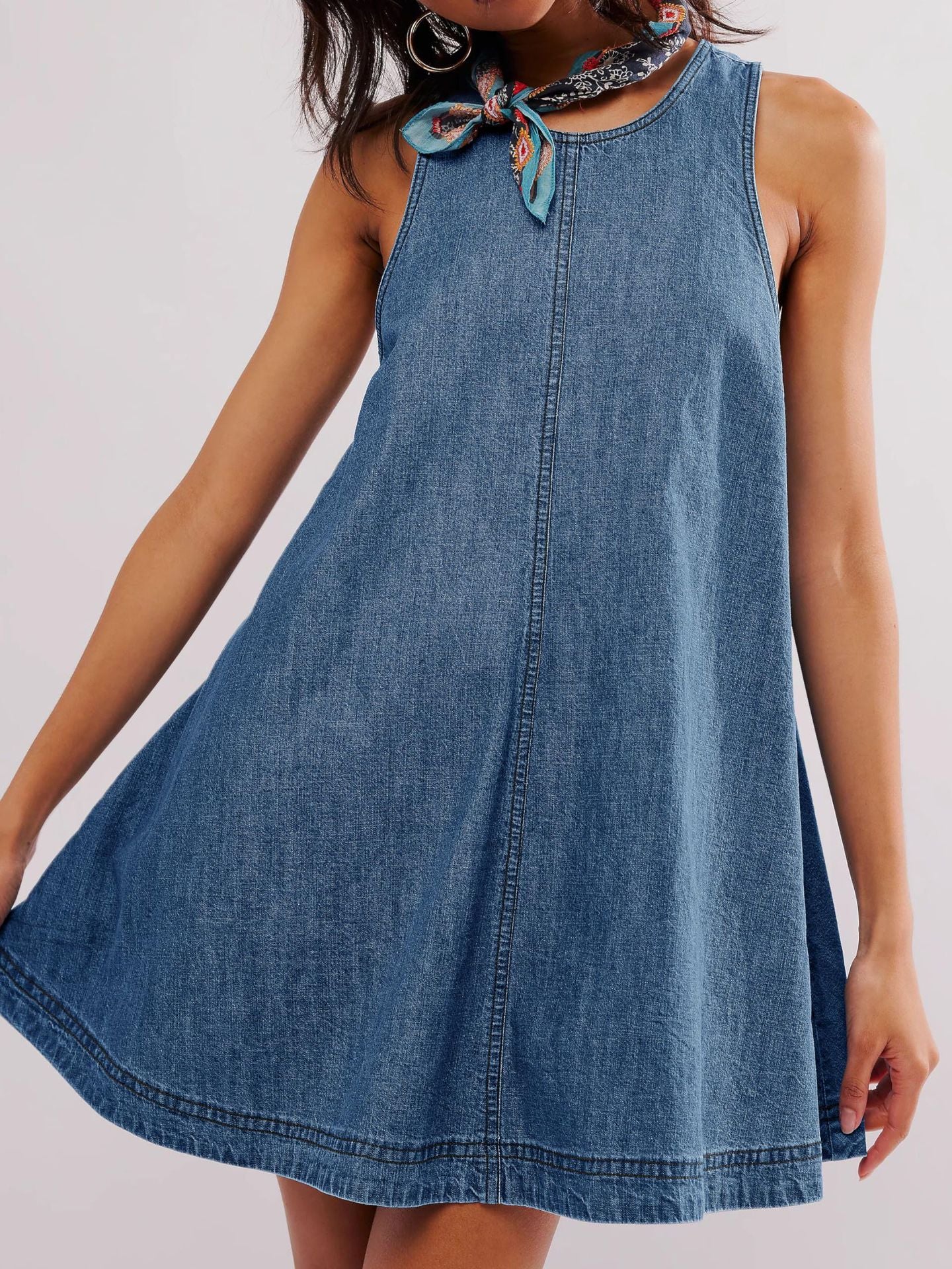 Attractive Women's Denim Casual Sleeveless Backless Dress