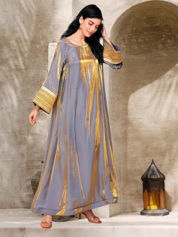 Attractive Arabic Glitter Maxi Gold Luxury Dress
