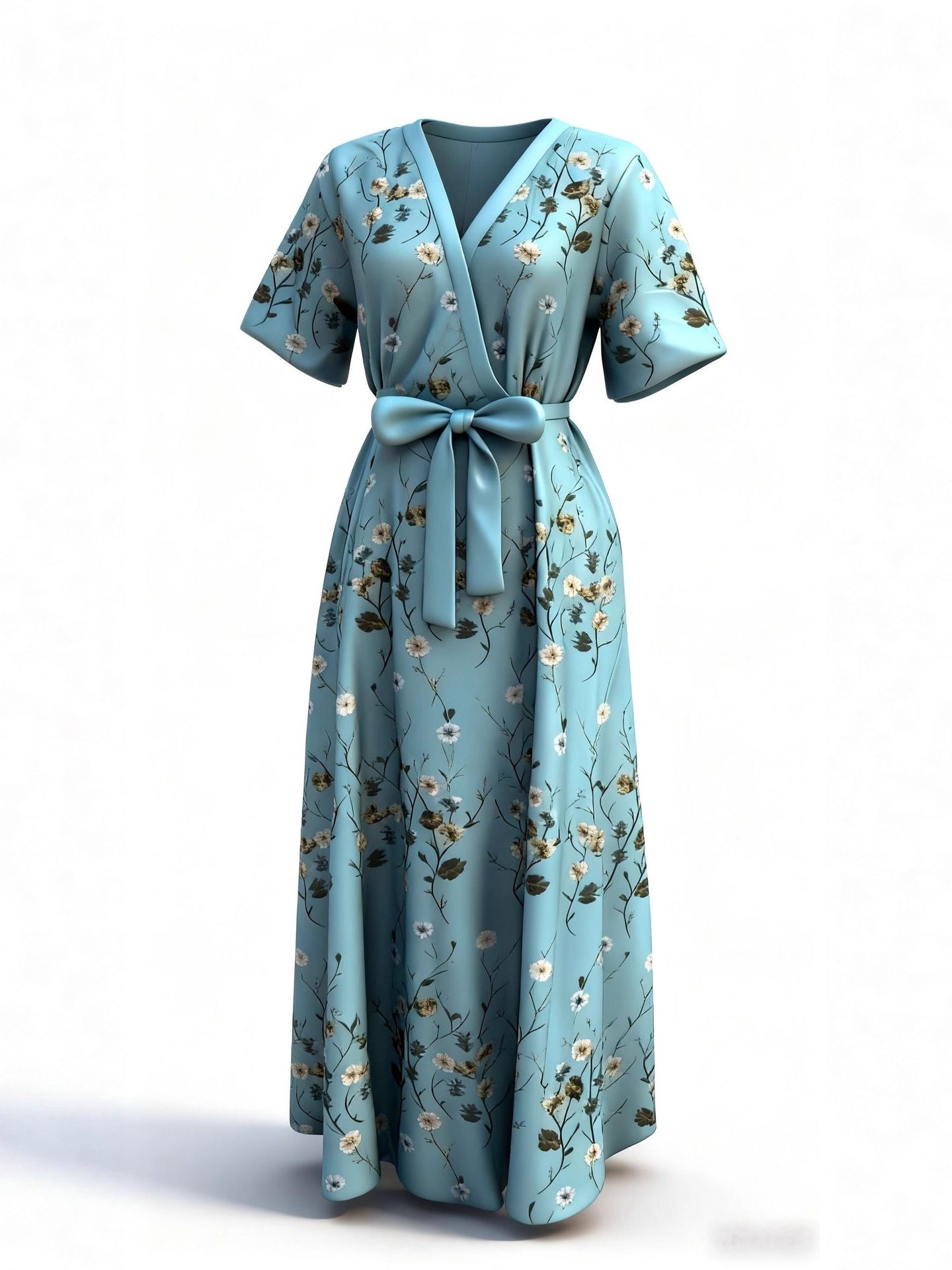 Women's Fashion Elegant Graceful Printed Pleated Large Dress