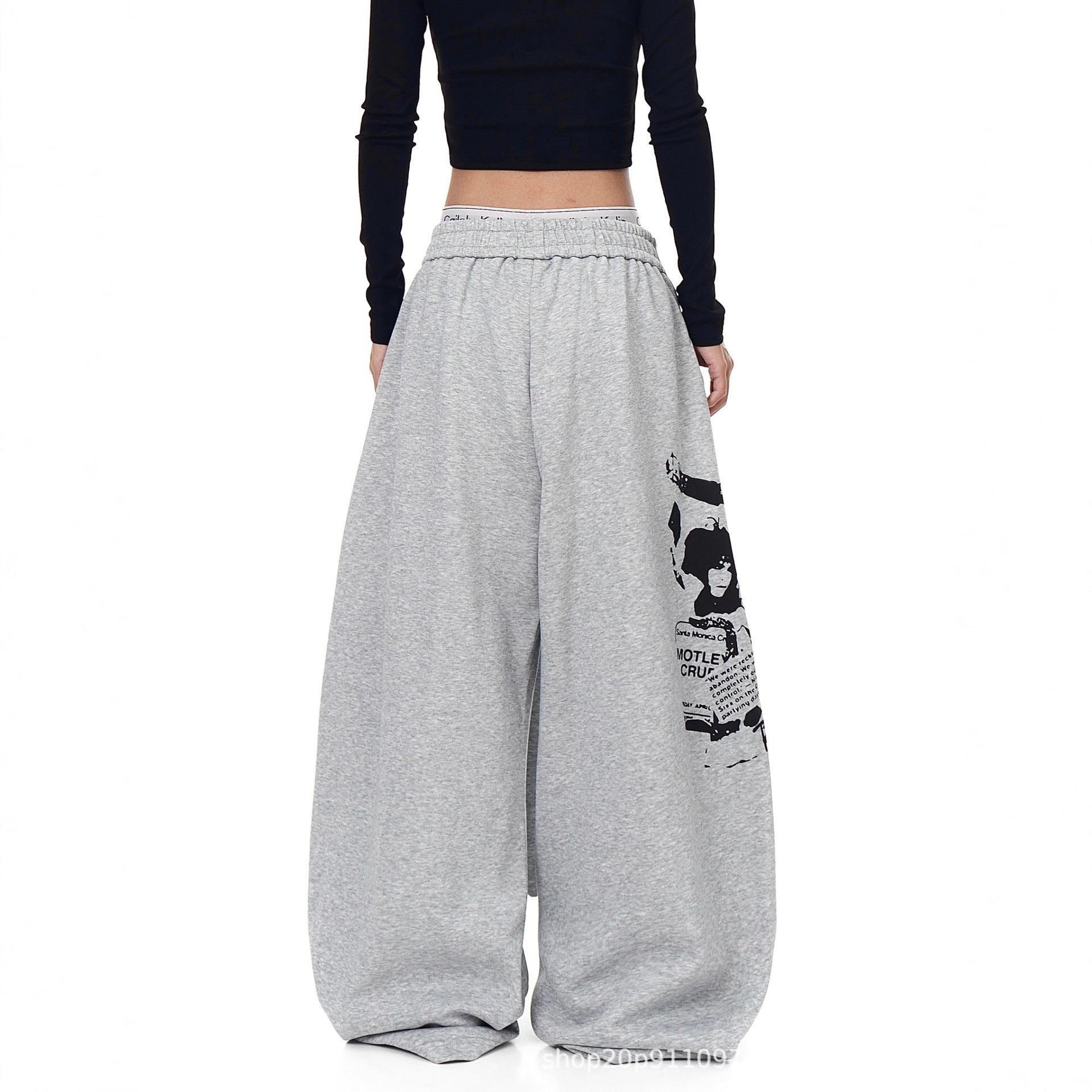 Women's Fashionable Autumn Pattern Letter Ribbon Hip Hop Hot Dancing Casual Pants