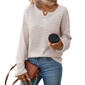 Attractive Women's Autumn Striped Waffle Knitted Tops