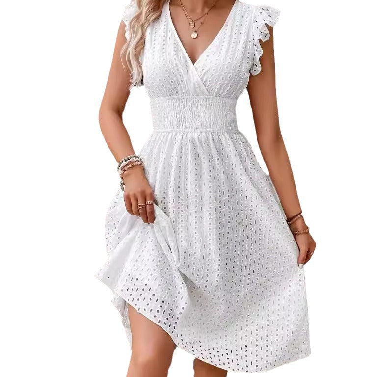 Attractive Summer Ruffle Sleeve Elegant Slimming Plus Size