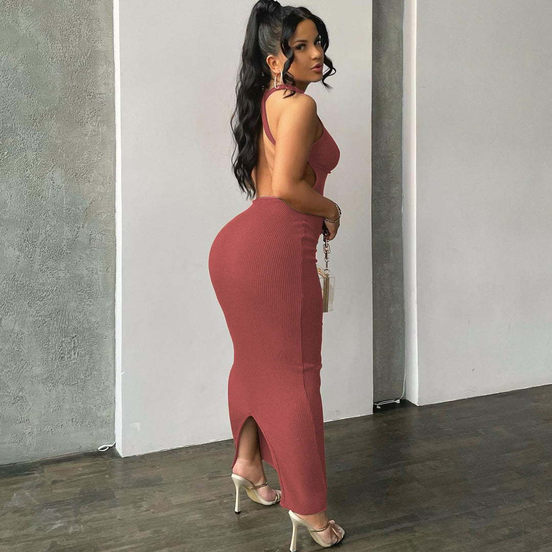 Women's Summer Sexy Sleeveless Backless Long Slim Dress