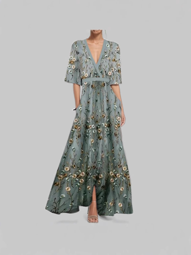 Women's Fashion Elegant Graceful Printed Pleated Large Dress