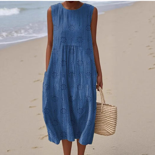 Sleeveless Casual Printed Temperament Long Fitted Skirts