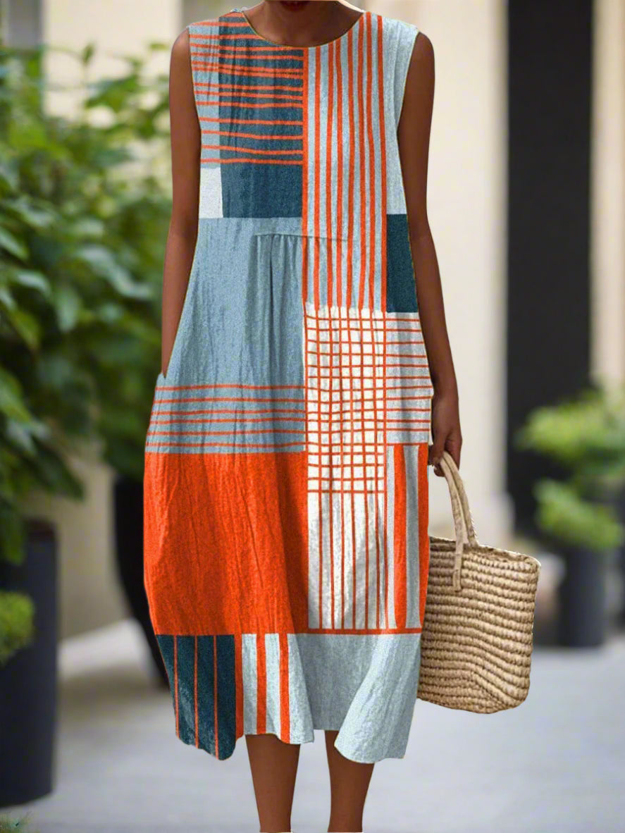 Sleeveless Casual Printed Temperament Long Fitted Skirts