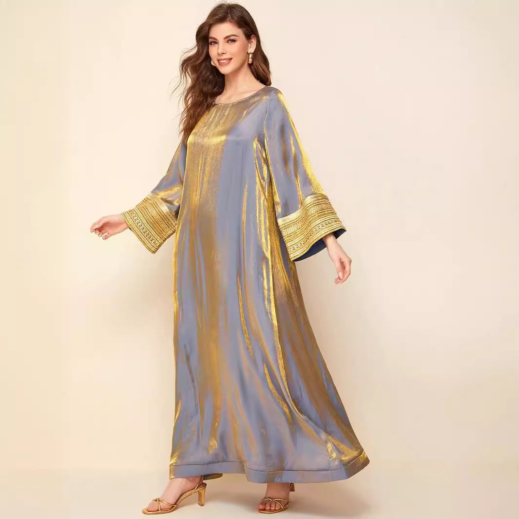 Attractive Arabic Glitter Maxi Gold Luxury Dress