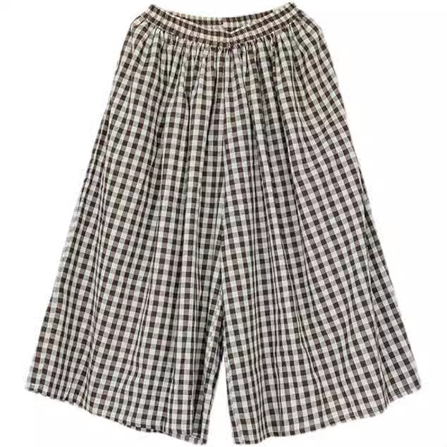 Autumn Cotton Linen Lattice Loose Elegant Casual Pants