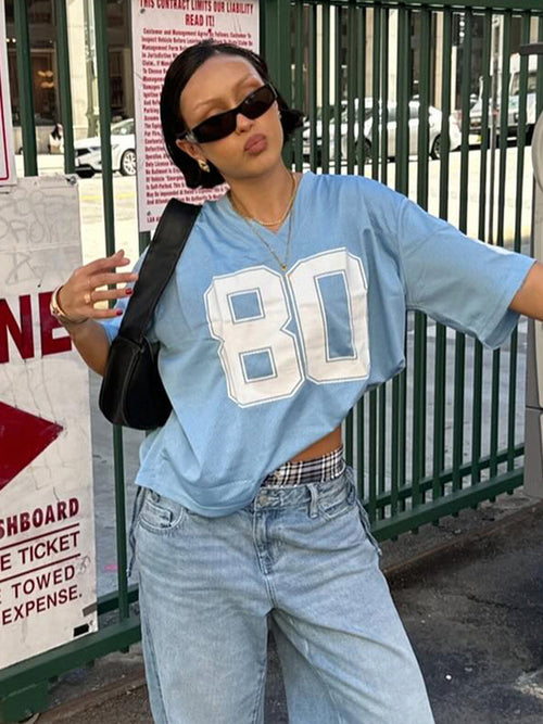 American Street Hot Style Letter Print Loose Casual Women's T-shirt